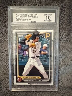 Konnor Griffin 2024 Bowman Draft Rookie Card - Pittsburgh Pirates - White/Black